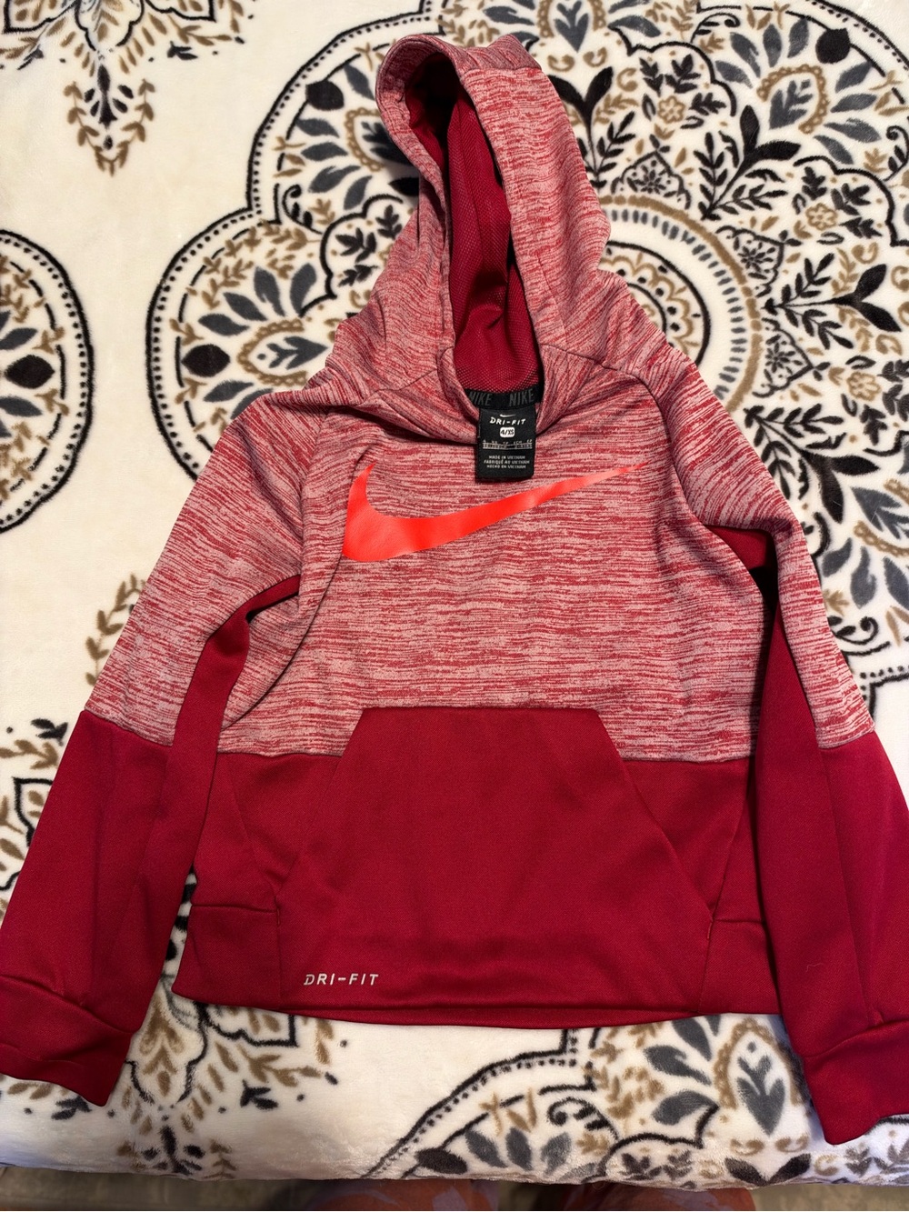 Nike Red Marled & Solid Crimson Dri-FIT Hoodie